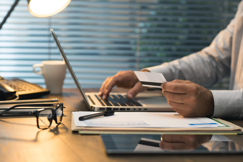 Businessman doing online transaction for Onlyfans